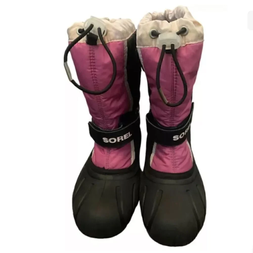 Sorel Flurry TP Youth Size US 4 Kids Winter Snow Comfort Boot Prairie Rose/Black